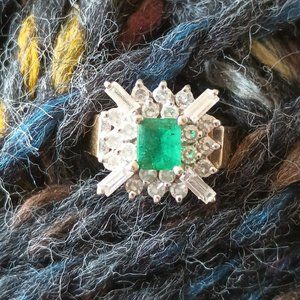 14k Gold Emerald and Diamond Ring